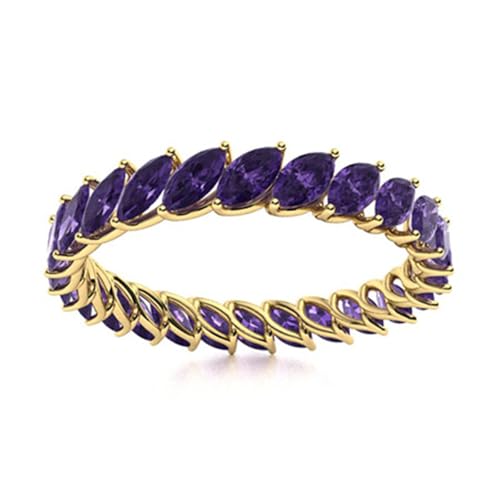 6x3MM Marquiseform Amethyst-Edelstein 925er Sterling Silber Frauen-Hochzeit Ewigkeitsring Gold Vermeil, 57 6x3MM Marquiseform Amethyst-Edelstein 925er Sterling Silber Frauen-Hochzeit Ewigkeitsring Gold Vermeil, 57 von MOONEYE