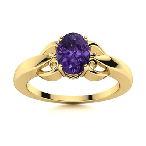 6x4 mm großer Amethyst-Edelstein in ovaler Form 925er Sterling Silber Solitaire-Frauen Hochzeitsversprechen-Ring Gold Vermeil, 58 6x4 mm großer Amethyst-Edelstein in ovaler Form 925er Sterling Silber Solitaire-Frauen Hochzeitsversprechen-Ring Gold Vermeil, 58 von MOONEYE