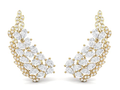 8,90 Ctw Birnenförmiger Moissanit Diamant Art Deco Crawler Eleganter Hochzeitsohrring 925 Sterling Silber Gold Vermeil von MOONEYE