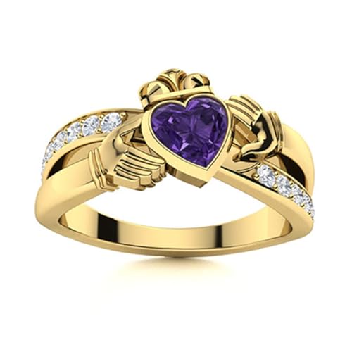 Claddagh Irish 5MM Herzform Amethyst Edelstein 925 Sterling Silber Solitär Damen Valentinstag Verlobungsring Gold Vermeil, 66 Claddagh Irish 5MM Herzform Amethyst Edelstein 925 Sterling Silber Solitär Damen Valentinstag Verlobungsring Gold Vermeil, 66 von MOONEYE