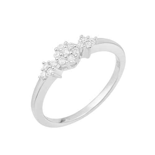 MOONEYE 0,20 ctw runde Form Moissanit-Diamant 925er Sterling Silber Blumencluster-Frauen Stapelbarer Ring Sterlingsilber, 66 von MOONEYE