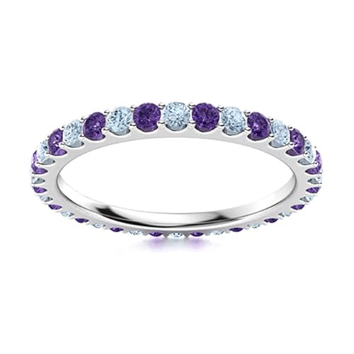 MOONEYE 0,60 ctw runde Form Amethyst- und Aquamarin-Edelstein 925er Sterlingsilber Volle Ewigkeit Frauen Ehering Sterlingsilber, 66 MOONEYE 0,60 ctw runde Form Amethyst- und Aquamarin-Edelstein 925er Sterlingsilber Volle Ewigkeit Frauen Ehering Sterlingsilber, 66 von MOONEYE