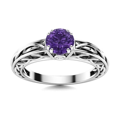 MOONEYE 0,75 ctw runde Form Amethyst Edelstein 925 Sterling Silber Keltischer Design Solitär Damen Ring Sterlingsilber, 64 MOONEYE 0,75 ctw runde Form Amethyst Edelstein 925 Sterling Silber Keltischer Design Solitär Damen Ring Sterlingsilber, 64 von MOONEYE