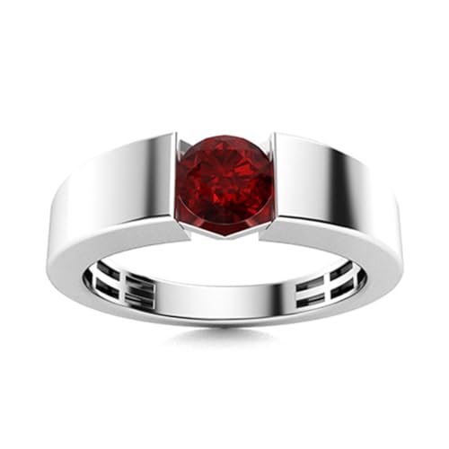 MOONEYE 0,75 ctw runde Form Granat-Edelstein 925er Sterling Silber Solitaire-Spannungseinstellung Damenring Sterlingsilber, 60 MOONEYE 0,75 ctw runde Form Granat-Edelstein 925er Sterling Silber Solitaire-Spannungseinstellung Damenring Sterlingsilber, 60 von MOONEYE