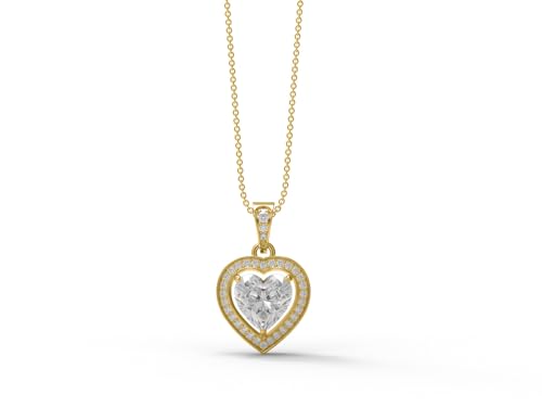 MOONEYE 4,4 Ctw Herz-Moissanit-Diamant 925er Sterling Silber Halskette mit schwebendem Halo-Liebesanhänger für Damen, Gold-Vermeil von MOONEYE