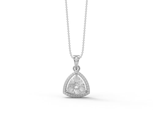 MOONEYE 5,4 ctw Billionen Moissanit-Diamant 925er Sterling Silber Schwebende Halo-Frauen Hochzeit-Anhänger-Halskette, Sterlingsilber von MOONEYE