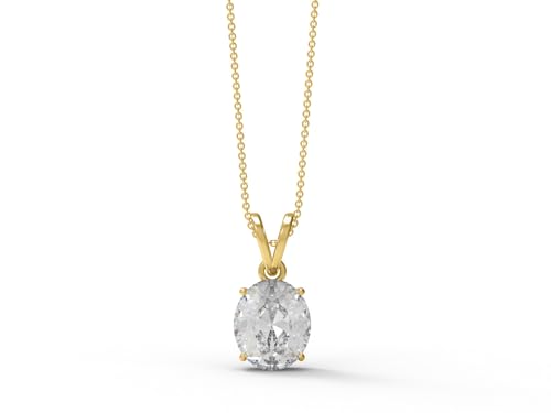 MOONEYE 6,00 Ctw ovaler Moissanit-Diamant 925 Sterling Silber Solitär Damen Anhänger Halskette, Gold-Vermeil von MOONEYE