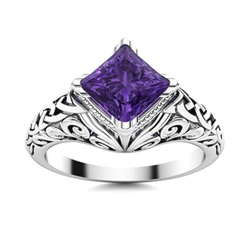 MOONEYE 6mm quadratische Form Amethyst Edelstein 925 Sterling Silber Solitär Damen Designer Ehering Sterlingsilber, 59 MOONEYE 6mm quadratische Form Amethyst Edelstein 925 Sterling Silber Solitär Damen Designer Ehering Sterlingsilber, 59 von MOONEYE