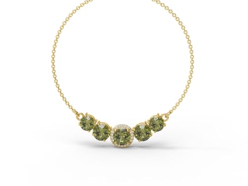 MOONEYE 8,82 ctw runde Form grüner Peridot-Edelstein 925 Sterling Silber Damen-Hochzeits-Halskette,Gold-Vermeil von MOONEYE
