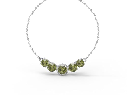 MOONEYE 8,82 ctw runde Form grüner Peridot-Edelstein 925 Sterling Silber Damen-Hochzeits-Halskette,Sterling Silber von MOONEYE