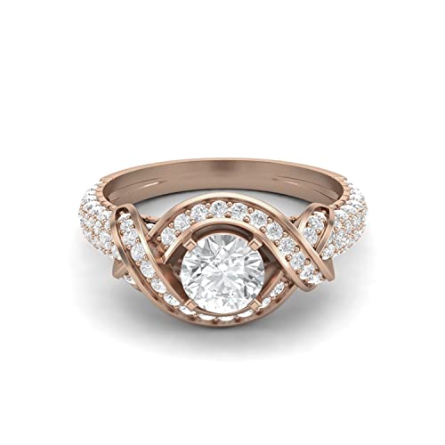 Nachlassring 6MM runde Form Moissanite Diamant 925 Sterling Silber Jubiläumsbänder Ringe für Frauen (Roségold Vermeil, 58) von MOONEYE