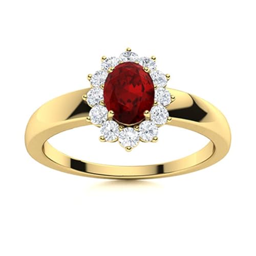 Prinzessin Diana 7 x 5 mm ovaler Granat-Edelstein 925 Sterling Silber Solitär-Damen-Ehering Gold Vermeil, 53 Prinzessin Diana 7 x 5 mm ovaler Granat-Edelstein 925 Sterling Silber Solitär-Damen-Ehering Gold Vermeil, 53 von MOONEYE