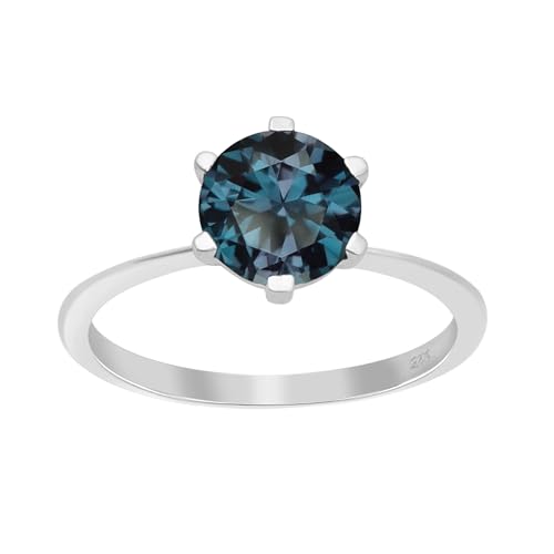 Sechszackiges Set 7 mm runde Form Blaugrün Blauer Edelstein 925 Sterling Silber Solitär-Weihnachtsring für Damen, 64 Sechszackiges Set 7 mm runde Form Blaugrün Blauer Edelstein 925 Sterling Silber Solitär-Weihnachtsring für Damen, 64 von MOONEYE