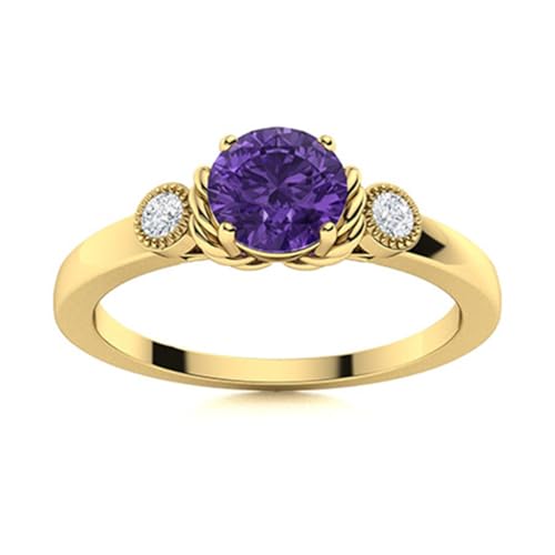 Trilogie-Ring! 0,56 ctw runder blauer Amethyst 925 Sterling Silber Drei-Stein-Jubiläumsring für Damen Gold Vermeil, 51 Trilogie-Ring! 0,56 ctw runder blauer Amethyst 925 Sterling Silber Drei-Stein-Jubiläumsring für Damen Gold Vermeil, 51 von MOONEYE