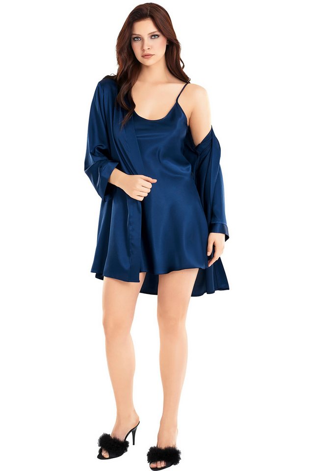 Nachthemd Damen 2-teiliges Satin Nachthemd Set – Kurz & mit Kimono Elegantes 2-teiliges Set – ideal für Zuhause und besondere Anlässe von MOONGIRL