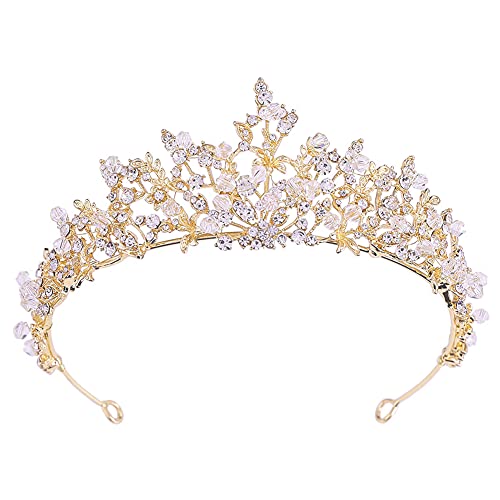 Königin Krone Damen Geburtstagskrone Erwachsene Braut Kopfschmuck Diadem Hochzeit Haarschmuck Gold von MOONIGHT