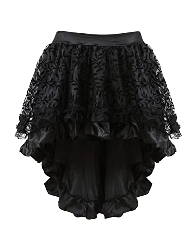 MOONIGHT Women's Steampunk Midi Skirt for Women Tulle Multi Layered High Low Outfits Party Steampunk Skirt Costumes von MOONIGHT