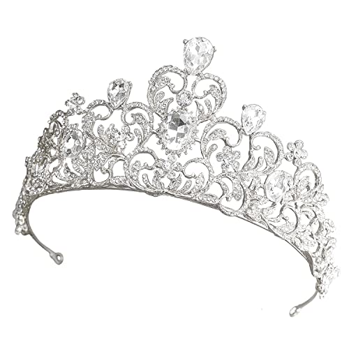 Prinzessin Krone Erwachsene kristallweiß, Geburtstagskrone Kopfschmuck Festival Damen, Hochzeitskrone Braut Haarschmuck Gold von MOONIGHT