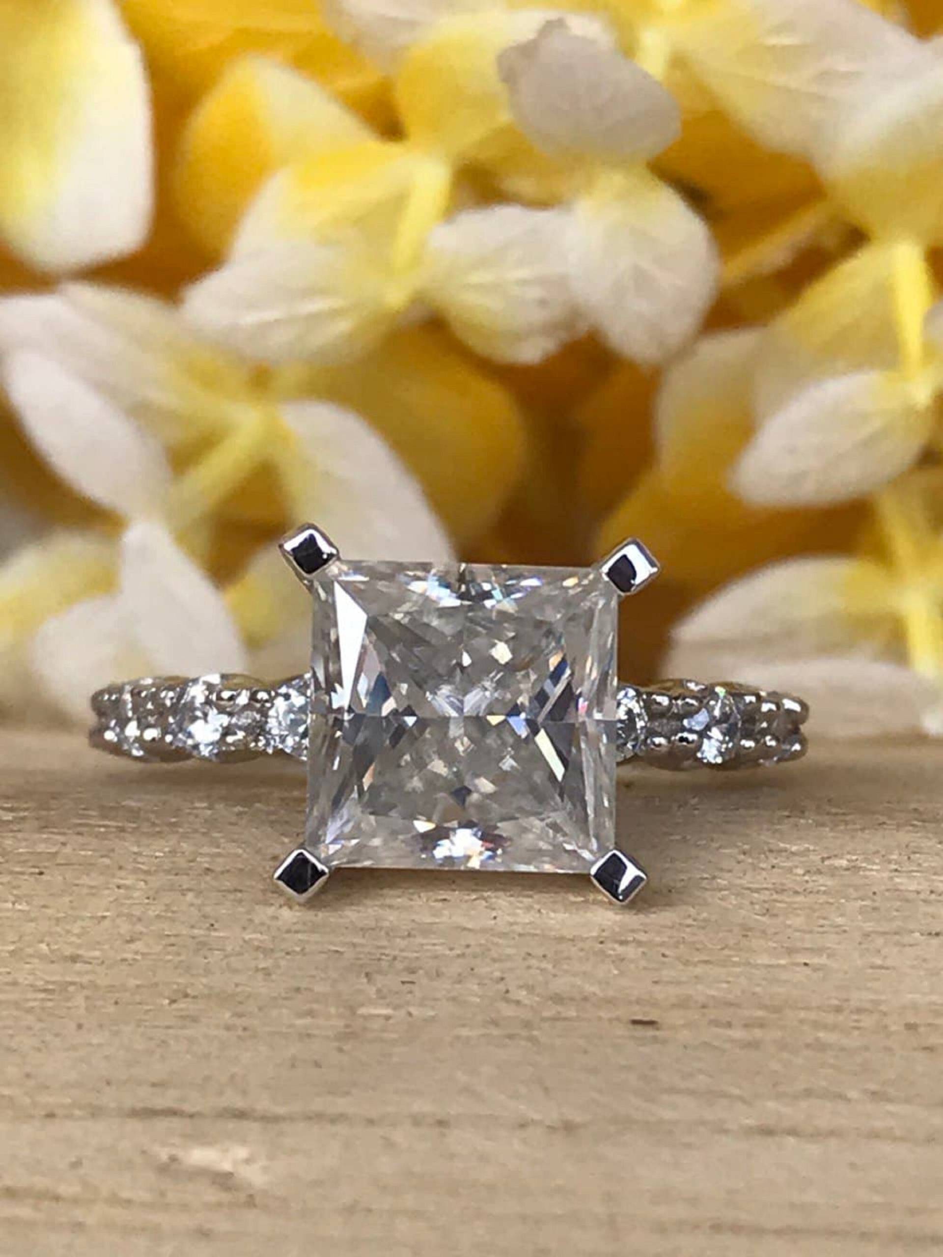 2, 15 Ct Princess Schliff Moissanite Diamant Ring, Verlobungsring, Hochzeitstag Bester Ring Für Sie, Vorschlag von MOONSTAR1998