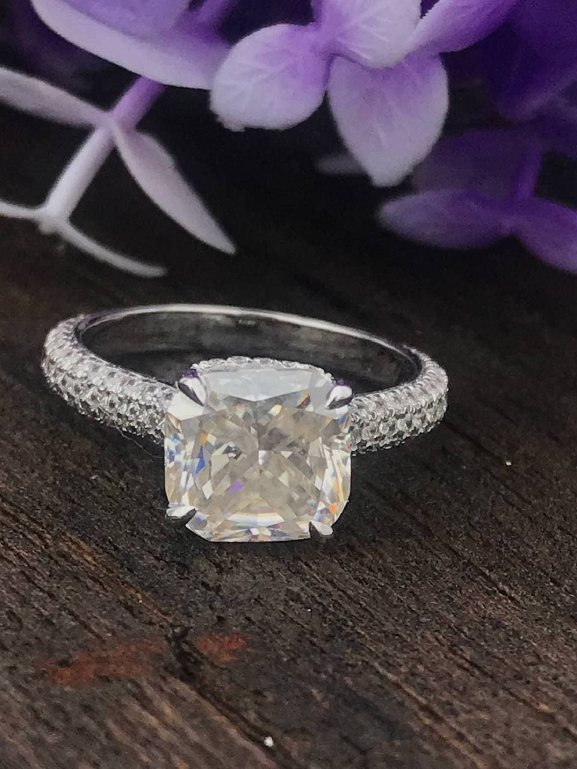 2.5 Ct Kissenschliff Moissanit Diamant Verlobung Jahrestag Ring, Verlobungsring, Ring Für Frauen, Bester Vorschlag Gold von MOONSTAR1998