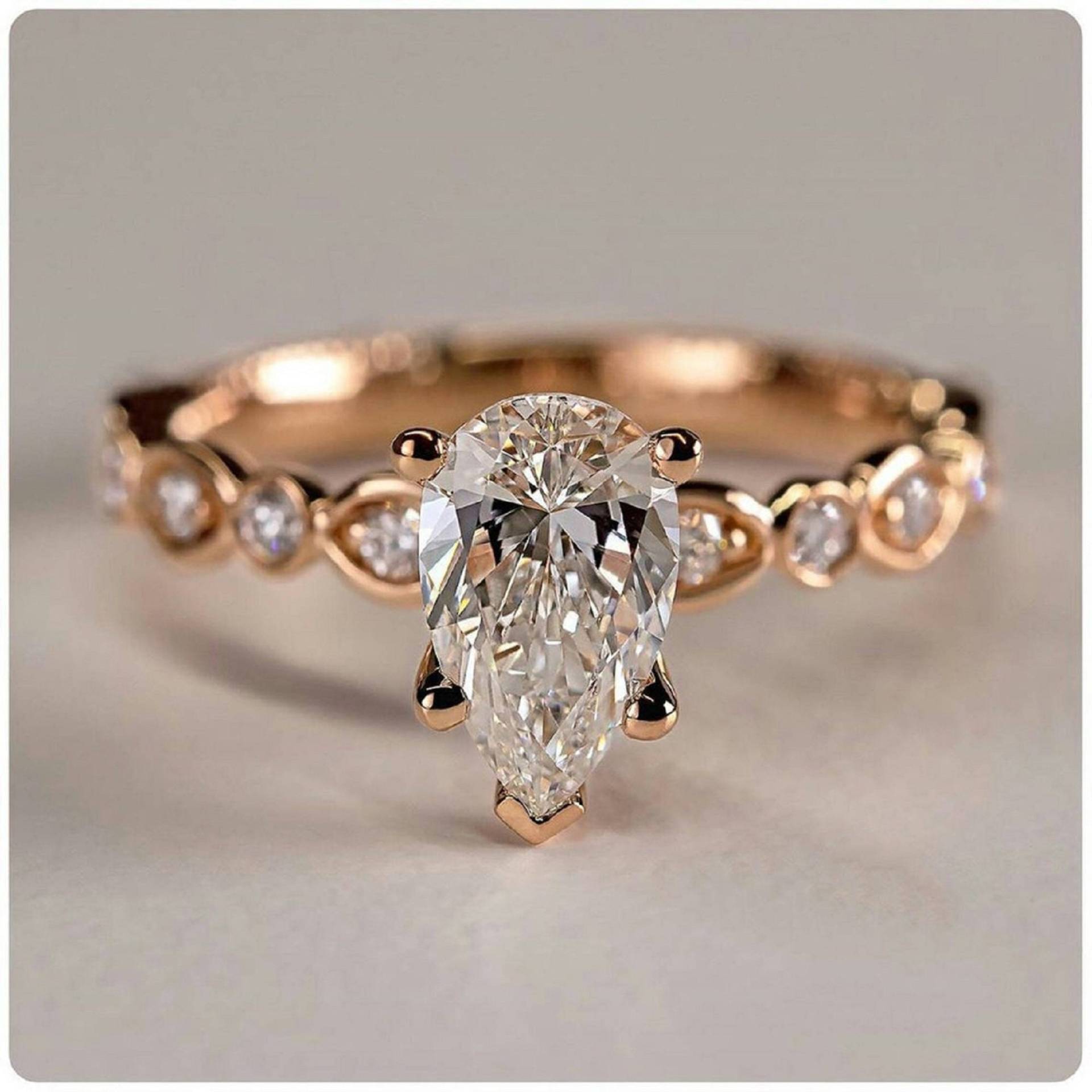 Birne Moissanite Ring Verlobungsring Sterling Silber Antik Braut Set Ehering Passenden Versprechen Paar von MOONSTAR1998