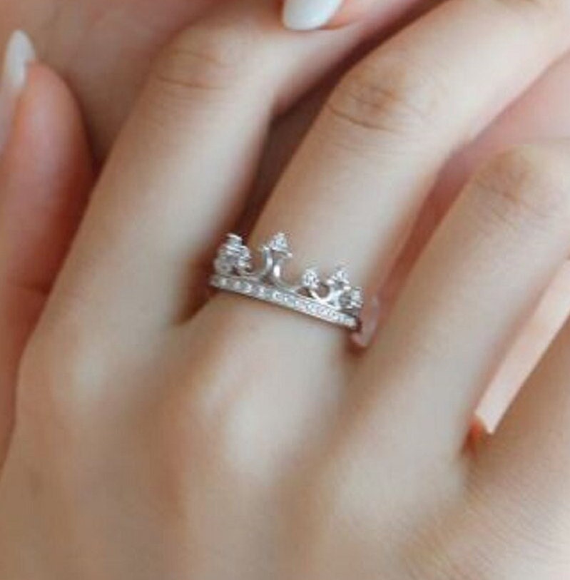 Krone Ring Moissanit Silber Liebhaber Geschenk Verlobung Diamant Platin Gold Ringe, Ehering, Vorschlag Ring, Frauen von MOONSTAR1998