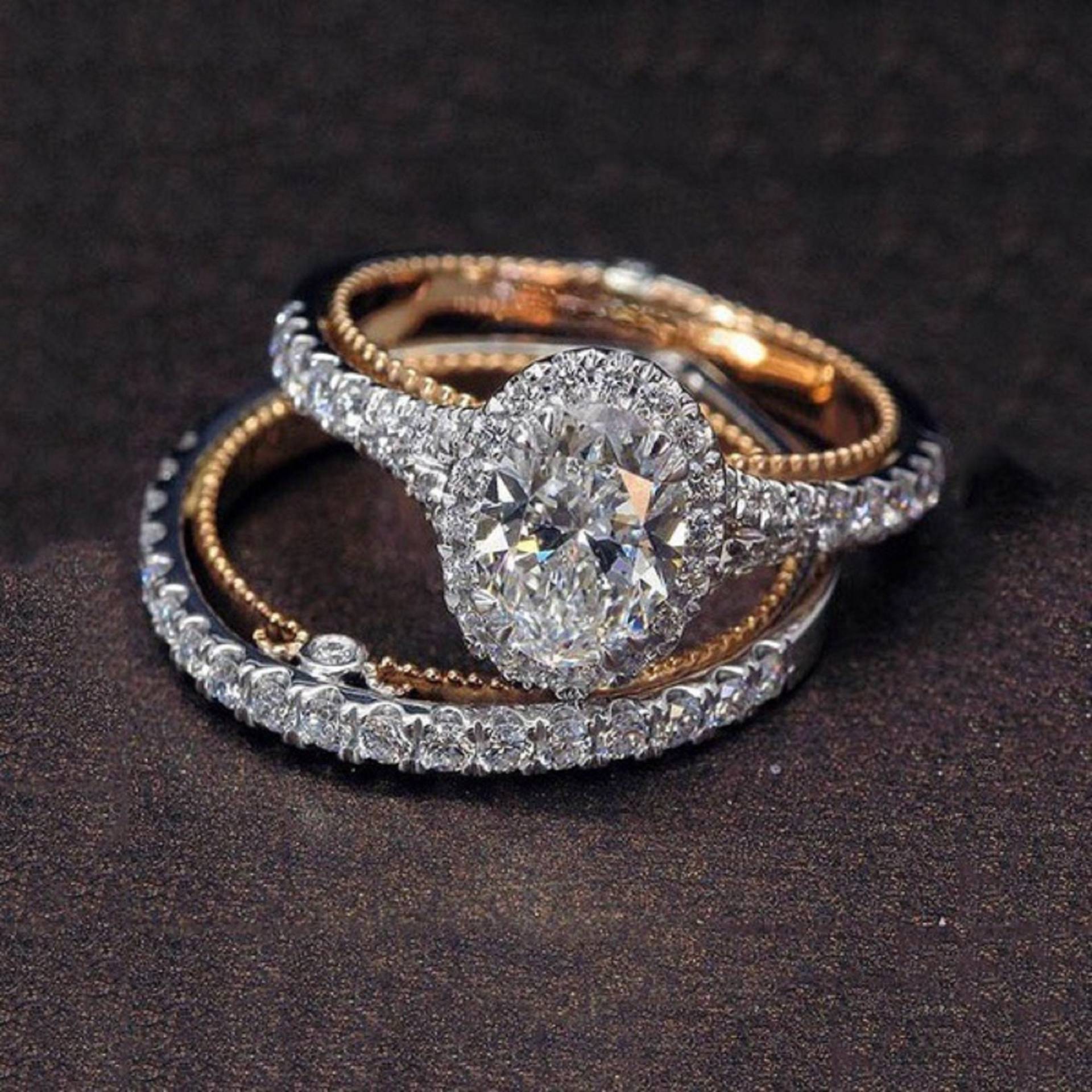Ovaler Moissanit Diamant Ring, Verlobungsring, Hochzeitsring, Jubiläumsring, Doppelring, Bestes Geschenk Für Sie von MOONSTAR1998