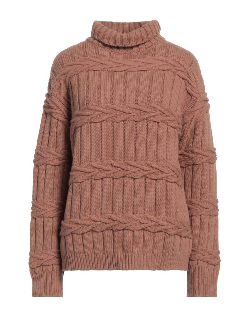 MOORER Rollkragenpullover Damen Hellbraun von MOORER