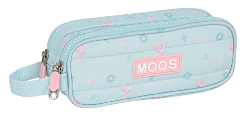 MOOS - Federmäppchen für Kinder, Federmäppchen für Kinder, ideal für Kinder im Schulalter, bequem und vielseitig, Qualität und Widerstandsfähigkeit, 21 x 6 x 8 cm, Türkis, Blau/Türkis, Estándar, von MOOS