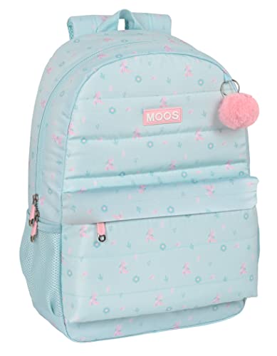 MOOS - Schulrucksack für Kinder, ideal für Kinder unterschiedlichen Alters, bequem und vielseitig, Qualität und Stärke, 30 x 14 x 46 cm, Türkis, Blau/Türkis, Estándar, Casual von MOOS