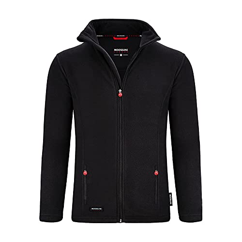 MOOSELINE Fleecejacke für Herren Übergangsjacke Multifunktions Fleece Jacke Full Zip (L, schwarz) von MOOSELINE