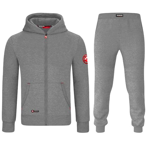 MOOSELINE Herren Jogginganzug Trainingsanzug Sportanzug mit Classic Red Patch (L, Hellgrau) von MOOSELINE