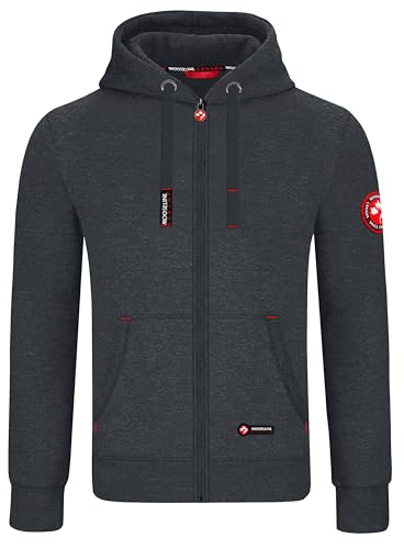 MOOSELINE V1 Herren Sweatjacke Kapuzenjacke Trainingsjacke Hoodie mit Reißverschluss Sweat Jacke (M, dunkelgrau) von MOOSELINE