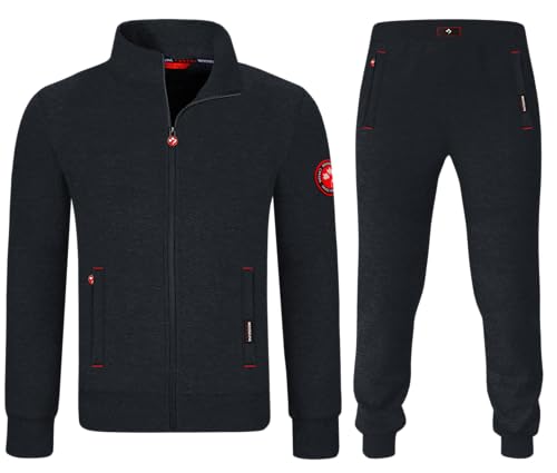 MOOSELINE Herren Trainingsanzug, Jogging Anzug aus Baumwolle, Hausanzug, Freizeitanzug, Sportanzug, Tracksuit, Sportbekleidung set. (3XL, Schwarz) von MOOSELINE