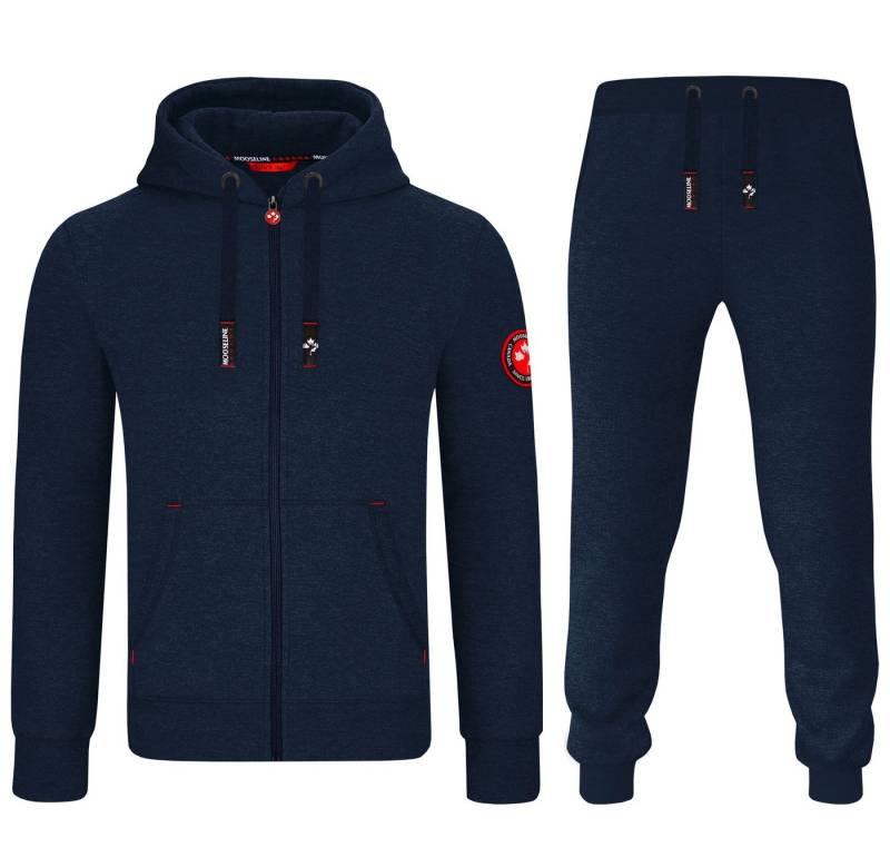 MOOSELINE Jogginganzug Herren Navy - rotes Stoffpatch (2-tlg), rote Patches, mit Kapuze von MOOSELINE
