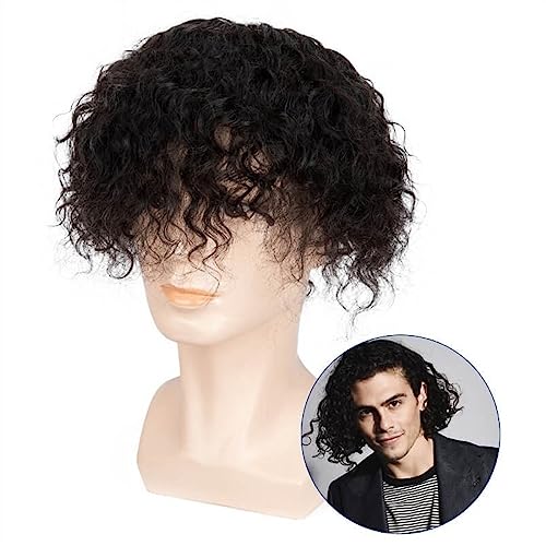 Haar Toupet Männer 7-Zoll-wassergelockte männliche Haarprothese Monospitze mit PU-Haar-Toupet-Systemeinheit for Männer Langlebiger schwarzer Echthaarersatz Herrenperücke Herren-Toupet (Color : 1B# 7i von MOOWI