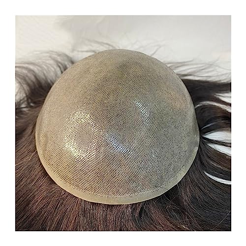 Haar Toupet Männer Männliche Haarprothese, unsichtbarer Knoten, 0,12–0,14 mm, PU-Basis, Herren-Toupet, 110% Dichte, Echthaar, Haripieces, Herren-Haarersatzsystem, Einheit, 4 Herren-Toupet (Color : von MOOWI