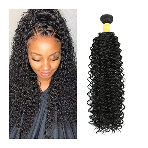 Haarbündel Menschliches Haar Bündel for schwarze Frauen 1/3pcs Indian Kinky Curly Human Hair Bündel unverarbeitete Remy Haarwebende Haarverlängerungen natürliche Farbe Haarverlängerungen (Size : Remy von MOOWI