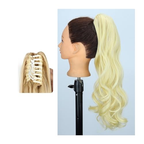 Haarteil Ponytail Pferdeschwanz-Haarverlängerung, 61 cm lang, gewellt, Pferdeschwanz-Verlängerung, Krallen-Clip-in-Pferdeschwanz, natürlich gewellter Pferdeschwanz, synthetische Haarteile for Frauen P von MOOWI