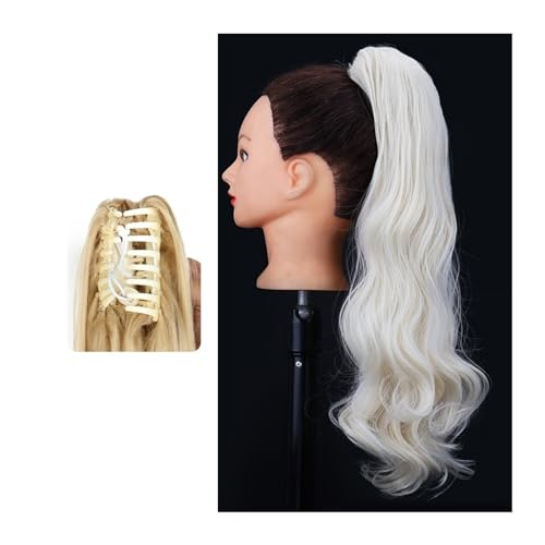 Haarteil Ponytail Pferdeschwanz-Haarverlängerung, 61 cm lang, gewellt, Pferdeschwanz-Verlängerung, Krallen-Clip-in-Pferdeschwanz, natürlich gewellter Pferdeschwanz, synthetische Haarteile for Frauen P von MOOWI