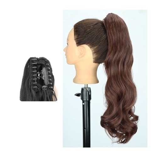 Haarteil Ponytail Pferdeschwanz-Haarverlängerung, 61 cm lang, gewellt, Pferdeschwanz-Verlängerung, Krallen-Clip-in-Pferdeschwanz, natürlich gewellter Pferdeschwanz, synthetische Haarteile for Frauen P von MOOWI