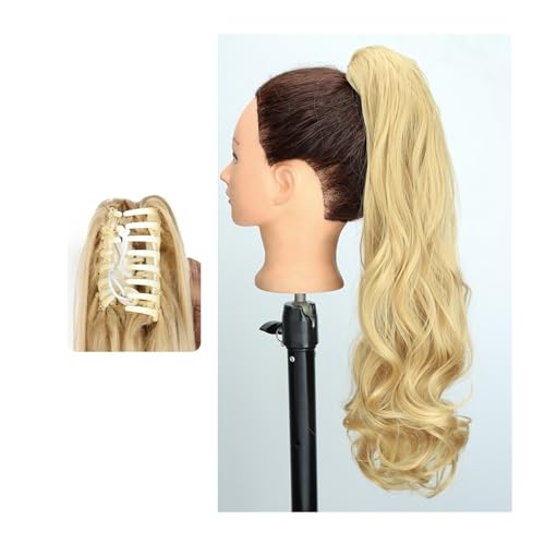 Haarteil Ponytail Pferdeschwanz-Haarverlängerung, 61 cm lang, gewellt, Pferdeschwanz-Verlängerung, Krallen-Clip-in-Pferdeschwanz, natürlich gewellter Pferdeschwanz, synthetische Haarteile for Frauen P von MOOWI