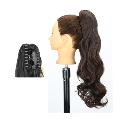 Haarteil Ponytail Pferdeschwanz-Haarverlängerung, 61 cm lang, gewellt, Pferdeschwanz-Verlängerung, Krallen-Clip-in-Pferdeschwanz, natürlich gewellter Pferdeschwanz, synthetische Haarteile for Frauen P von MOOWI