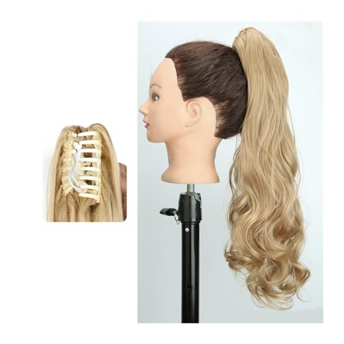 Haarteil Ponytail Pferdeschwanz-Haarverlängerung, 61 cm lang, gewellt, Pferdeschwanz-Verlängerung, Krallen-Clip-in-Pferdeschwanz, natürlich gewellter Pferdeschwanz, synthetische Haarteile for Frauen P von MOOWI