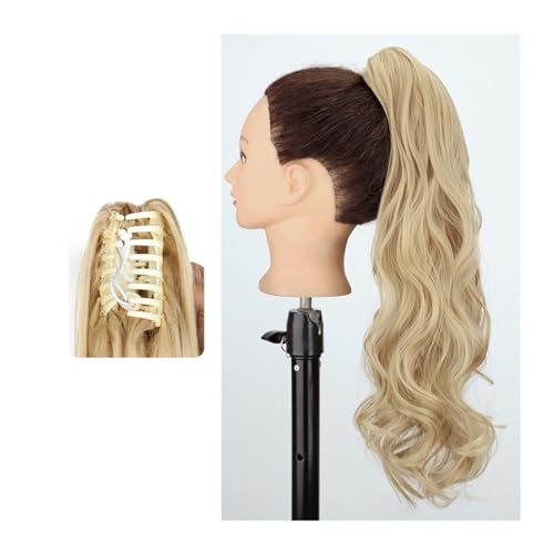 Haarteil Ponytail Pferdeschwanz-Haarverlängerung, 61 cm lang, gewellt, Pferdeschwanz-Verlängerung, Krallen-Clip-in-Pferdeschwanz, natürlich gewellter Pferdeschwanz, synthetische Haarteile for Frauen P von MOOWI