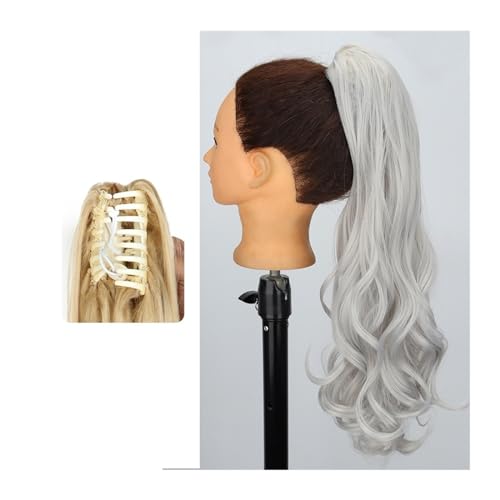 Haarteil Ponytail Pferdeschwanz-Haarverlängerung, 61 cm lang, gewellt, Pferdeschwanz-Verlängerung, Krallen-Clip-in-Pferdeschwanz, natürlich gewellter Pferdeschwanz, synthetische Haarteile for Frauen P von MOOWI