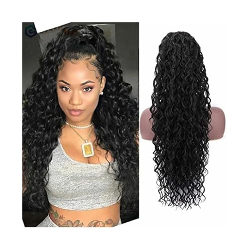 Haarteil Ponytail Pferdeschwanz-Verlängerung for schwarze Frauen, verworrener lockiger Kordelzug-Pferdeschwanz, Malaysia, echtes Echthaar, Clip-in-Afro-Locken-Pferdeschwanz-Haarteile, natürliches Schw von MOOWI