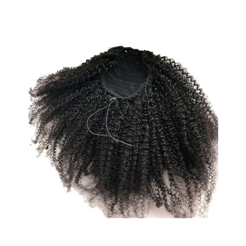 Pferdeschwanz-Verlängerung Afro Puff Kordelzug-Pferdeschwanz, echtes menschliches Haar, verworrene lockige Pferdeschwanzverlängerung for schwarze Frauen, natürliche Farbe, Clip-in-Locken-Pferdeschwanz von MOOWI