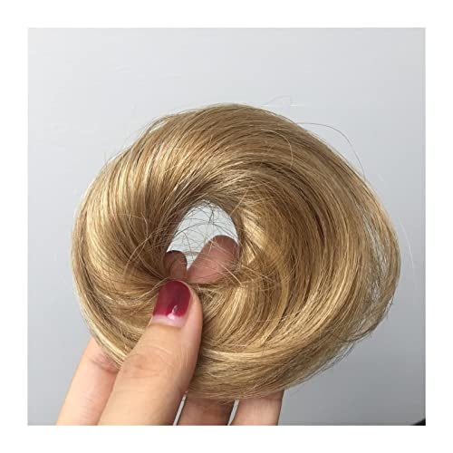 Unordentliches Brötchen-Haar 1/2PCS Band Pferdeschwanz Scrunchy Haarteil for Frauen Echthaar Dutt Chignon Unordentliche Dutt Haarteile Donut Chignon mit elastischem Gummi Brötchen Haarteil (Color : 2 von MOOWI