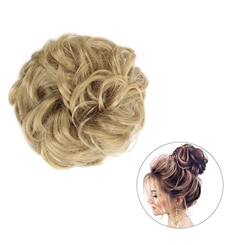 Unordentliches Brötchen-Haar 1 Stück rund ums Haar, Pferdeschwanz, Donut-Haarknoten, Haarschmuck for Frauen, synthetischer, unordentlicher, lockiger, gewellter Scrunchie-Chignon mit Gummibandwickel Br von MOOWI